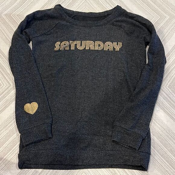 Chaser Girls Grey Sweatshirt with Gold ‘Saturday’, Size 8 - Picture 1 of 5